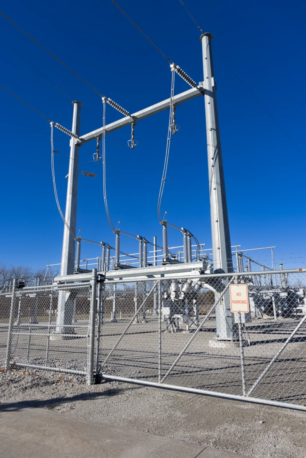 High security fencing outside the Johnson County Substation in Iowa City